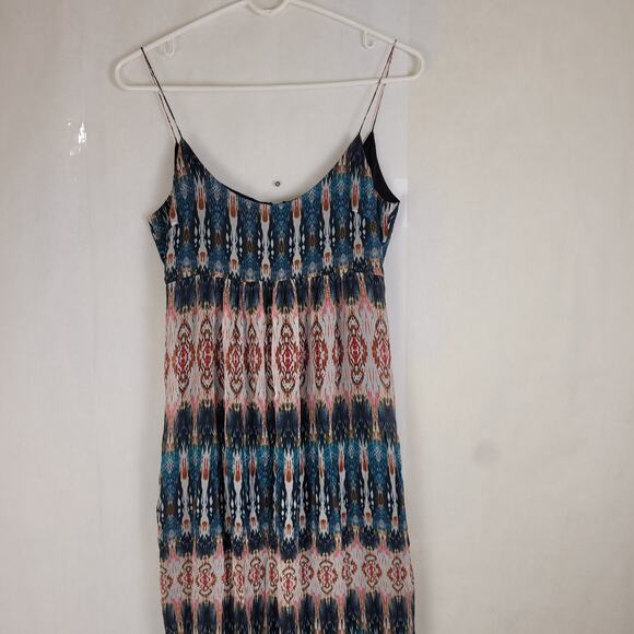 Nicole Miller Artelier blue and red print gauzy artsy maxi dress size 4 Boho - Picture 3 of 14